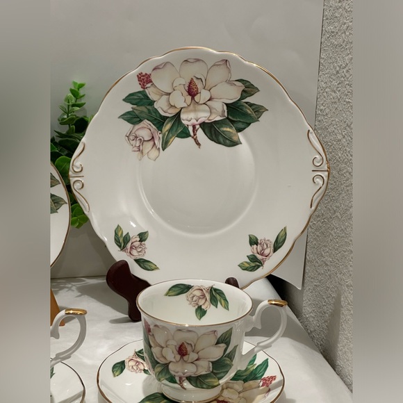 Allyn Nelson Tea Cup, Saucer & Plate Fine English Bone China Floral Yellow/White - Picture 11 of 14